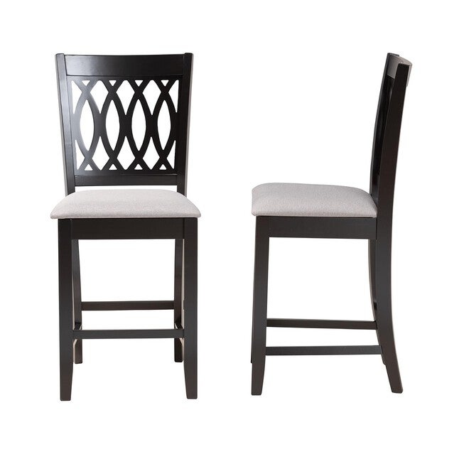 Florencia Modern Beige Fabric And Espresso Brown Finished Wood Counter Stool, , alternate image number null