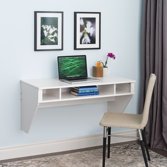 Designer Floating Desk, White, WHITE, hi-res image number null
