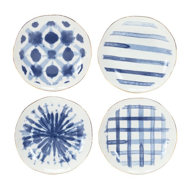 Plate (Set of 4) 7 inchesD Ceramic, BLUE/WHITE, hi-res image number null