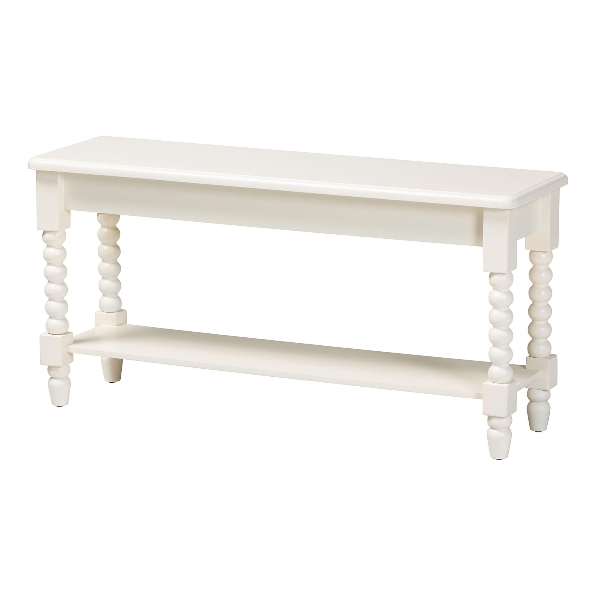 Bayard Accent Bench with Bobbin Legs, WHITE, alternate image number 1