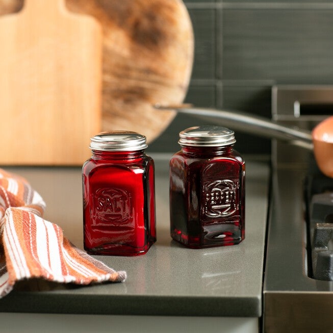 Retro Glass Salt & Pepper Set - Red, , alternate image number 5