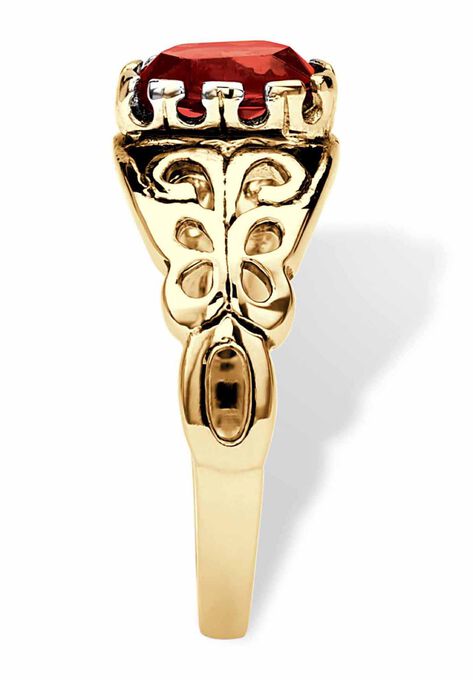 Gold over Sterling Silver Open Scrollwork Simulated Birthstone Ring, , on-hover image number null
