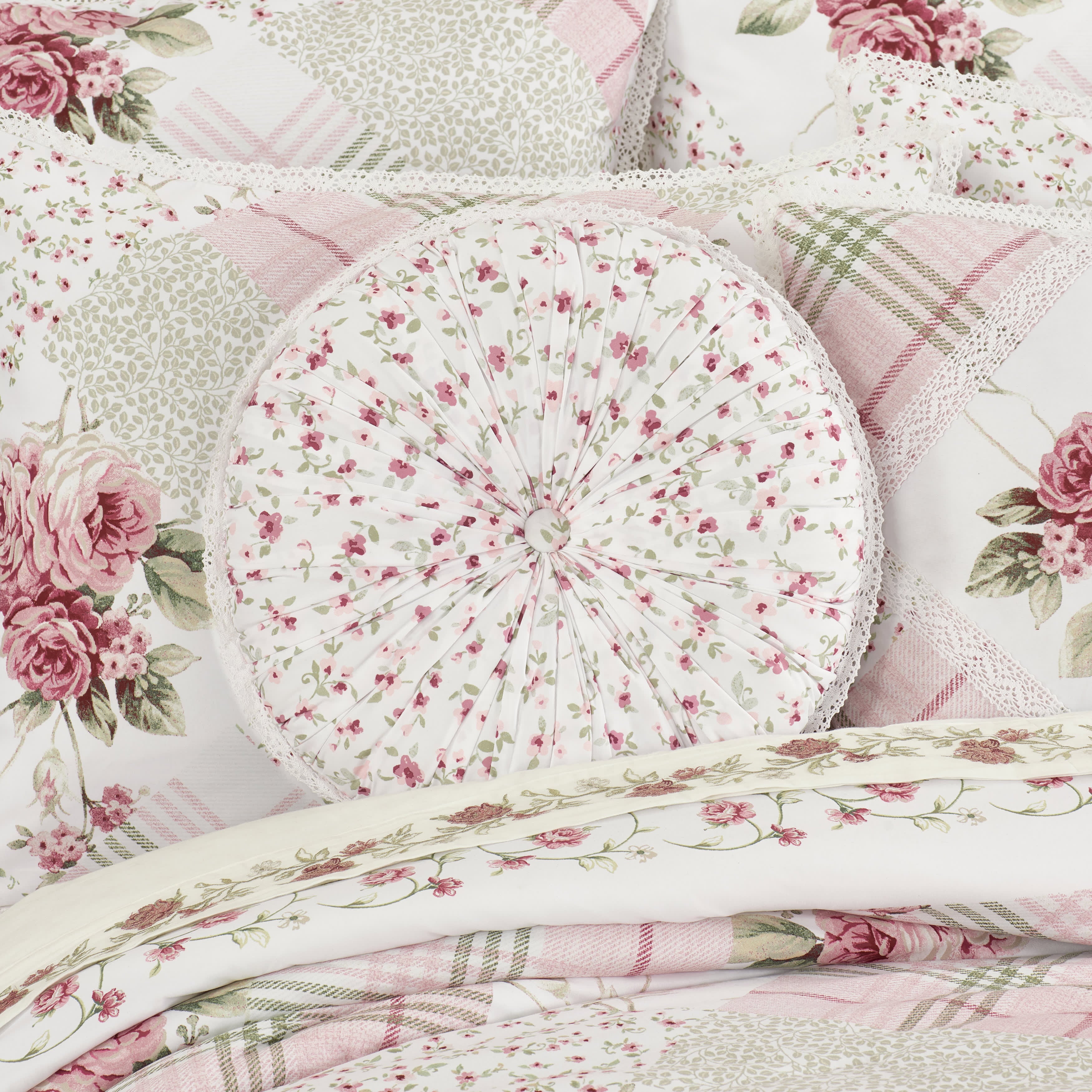 Bungalow Round Decorative Throw Pillow, ROSE, alternate image number 1