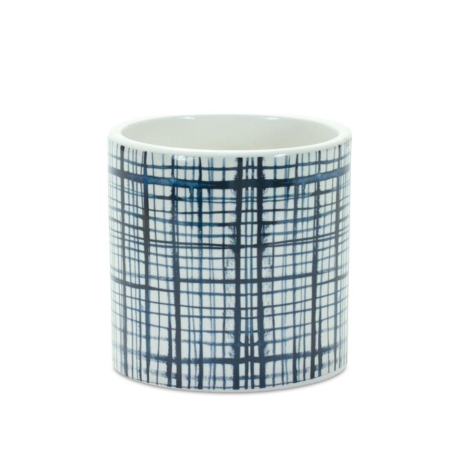 Criss Cross Pattern Planter (Set of 2), WHITE/BLUE, alternate image number null