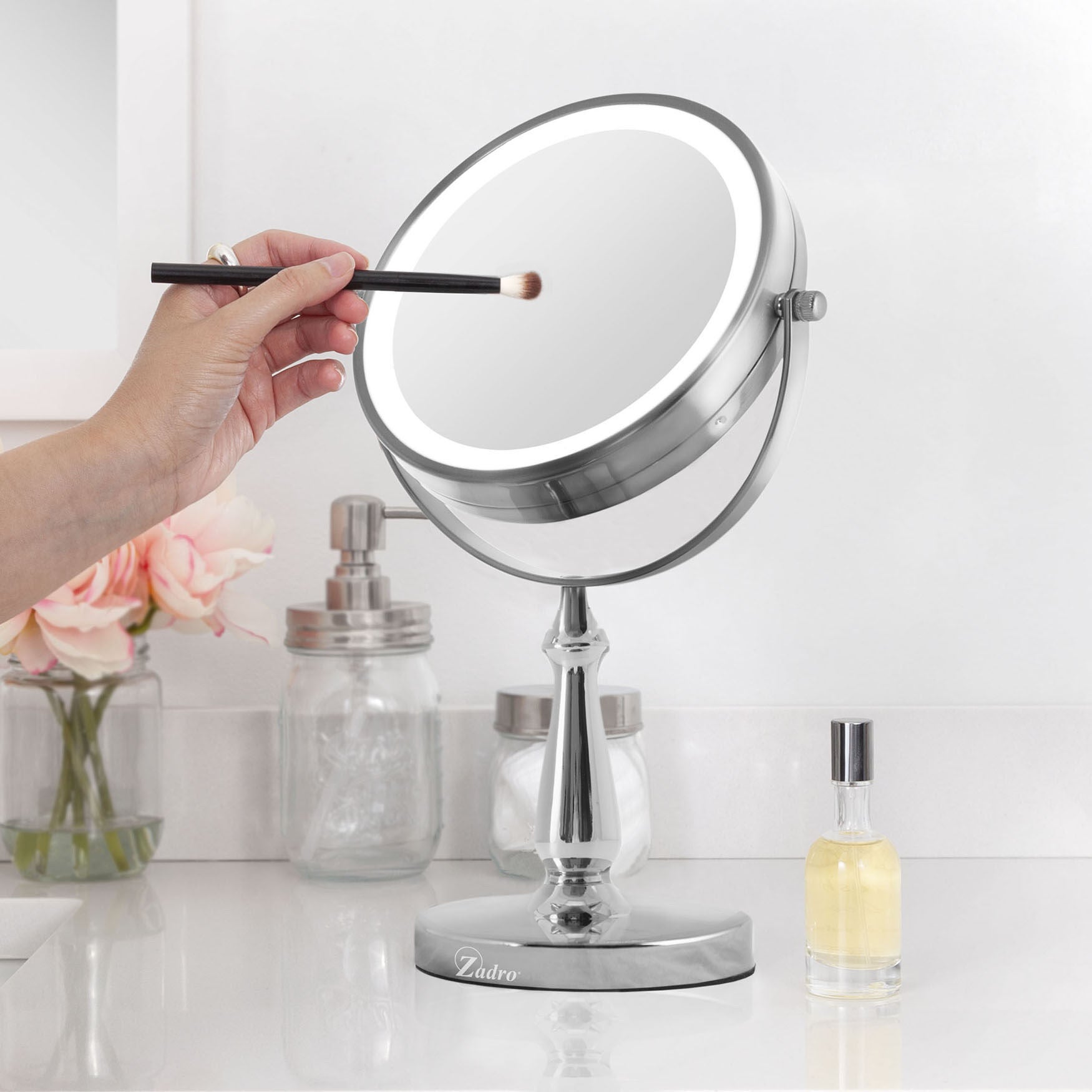 LED Lighted Dual Sided Vanity Mirror 8X/1X, , alternate image number 2