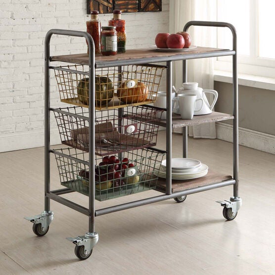 Kitchen Cart, BLACK GRAY, hi-res image number null