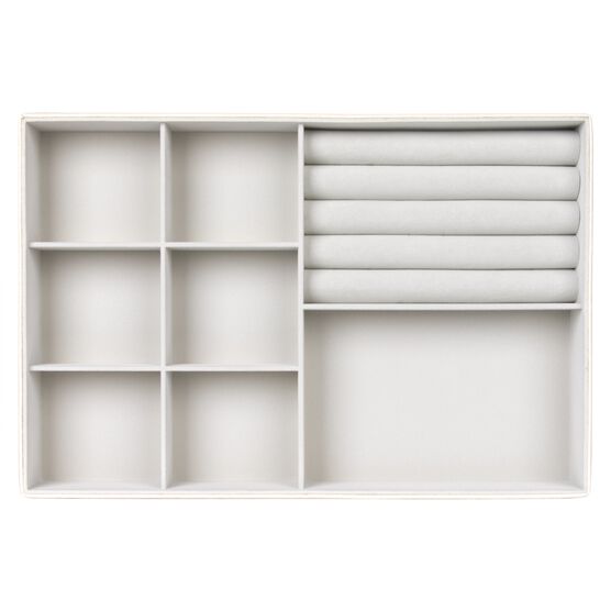 Jewelry Storage Organizer Tray 8 Compartments, Pebble White, , alternate image number null