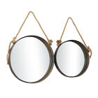 Set Of 2 Brown Metal Industrial Wall Mirror, , alternate image number null