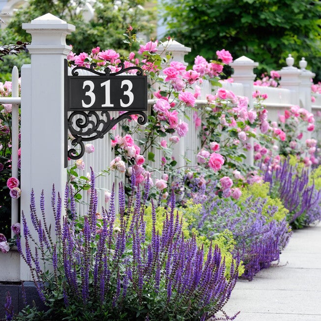 Nite Bright Acanthus Reflective Address Post Sign, , on-hover image number null