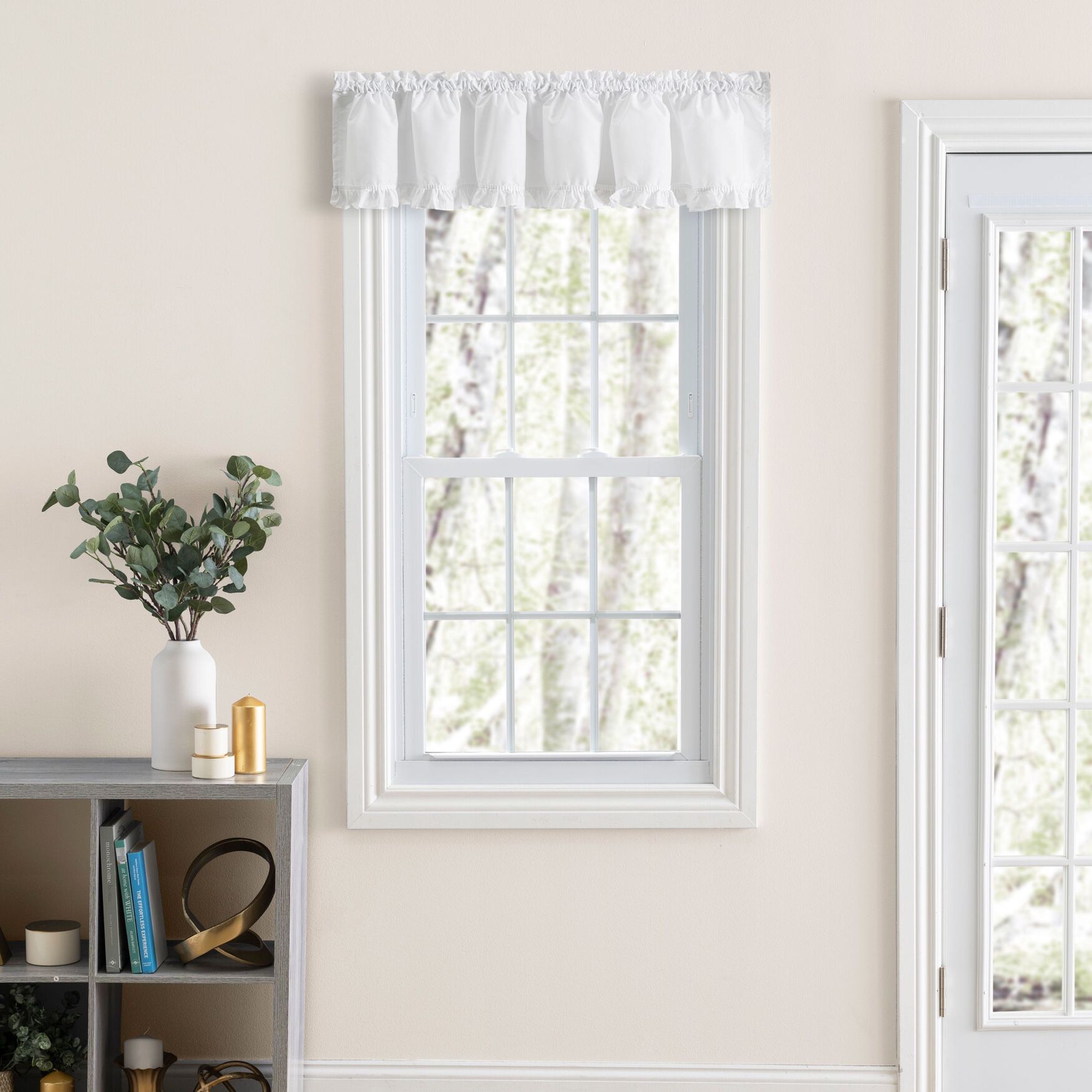 Classic Narrow Ruffled Valance, WHITE, hi-res image number 0