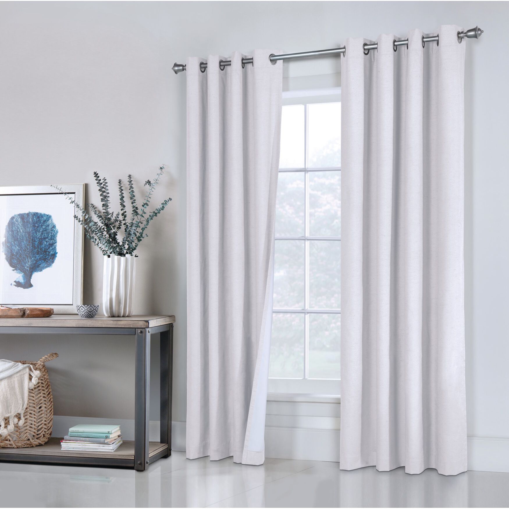 Ventura Blackout Grommet Curtain Panel Pair, WHITE, hi-res image number 0
