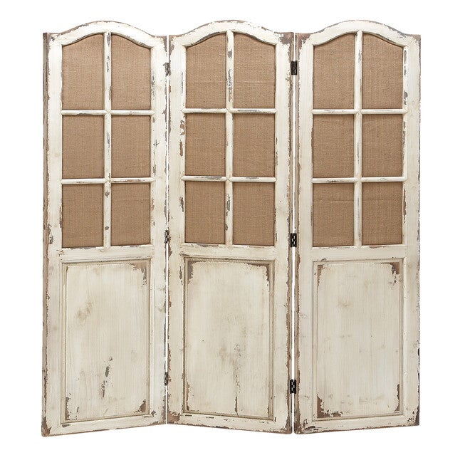 Beige Wood Farmhouse Room Divider Screen, 71 inches x 48 inches x 1 inches, BLACK, hi-res image number null