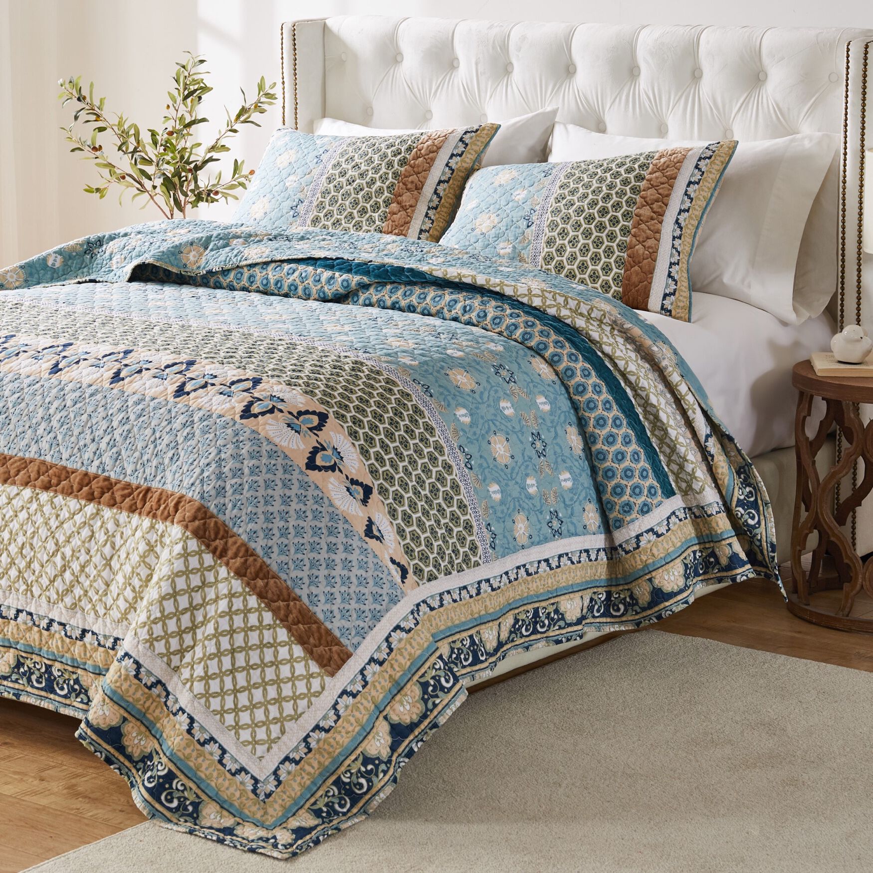 Thalia Bohemian Floral 100% Cotton Quilt Set, , alternate image number 6