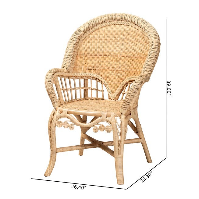 Ratu Modern Bohemian Natural Brown Rattan Accent Chair, , alternate image number null