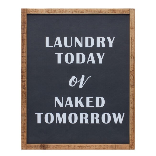 Laundry Sign 12 inchesL x 15 inchesH MDF/Wood, BLACK/WHITE/BROWN, hi-res image number null