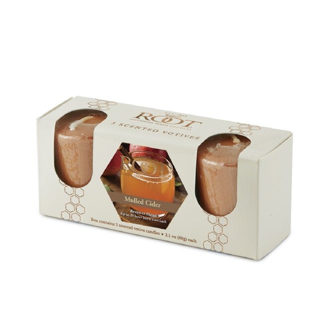 Mulled Cider Scented Votive Candle, Set 3, RUST, hi-res image number null