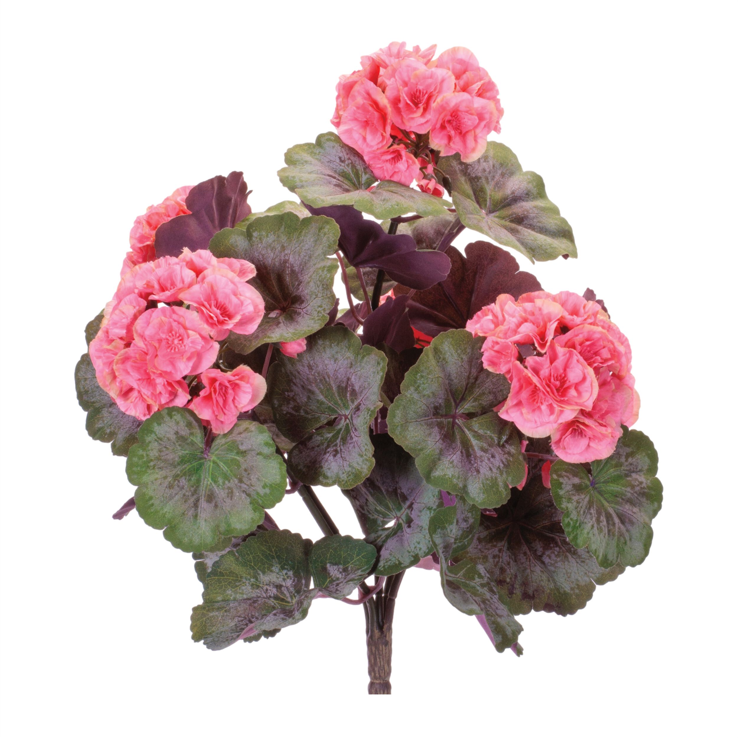 Geranium Floral Bush Set of 2, PINK GREEN, hi-res image number 0