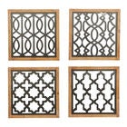 Set Of 4 Black Wood Contemporary Wall Decor, BLACK, hi-res image number null