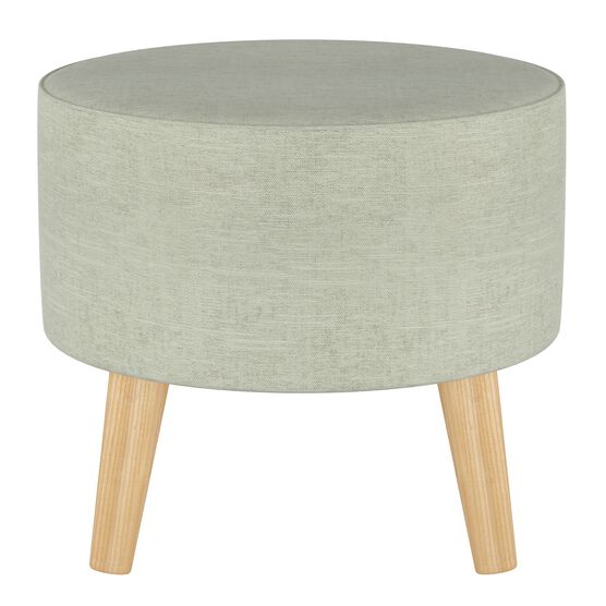Linen Round Ottoman with Splayed Legs, , on-hover image number null