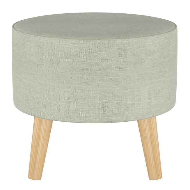 Linen Round Ottoman with Splayed Legs, , on-hover image number 1