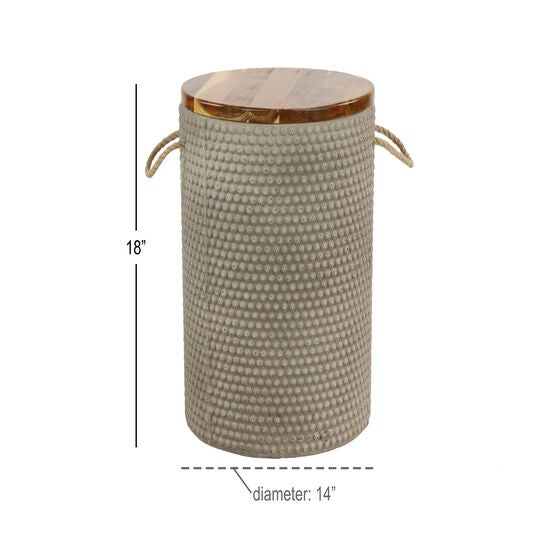 Beige Cement Modern Outdoor Accent Table, , alternate image number null
