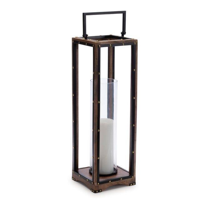 Framed Candle Holder with Rivet Detail 25.25 inchesH, BLACK, alternate image number null
