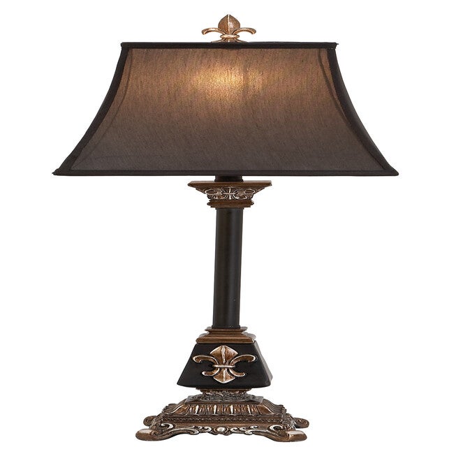 Tuscan Black Polystone Fleur-De-Lis Buffet Lamp, BLACK, hi-res image number 0