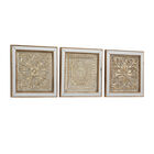 Set Of 3 Brown Metal Glam Floral Wall Décor, , alternate image number null