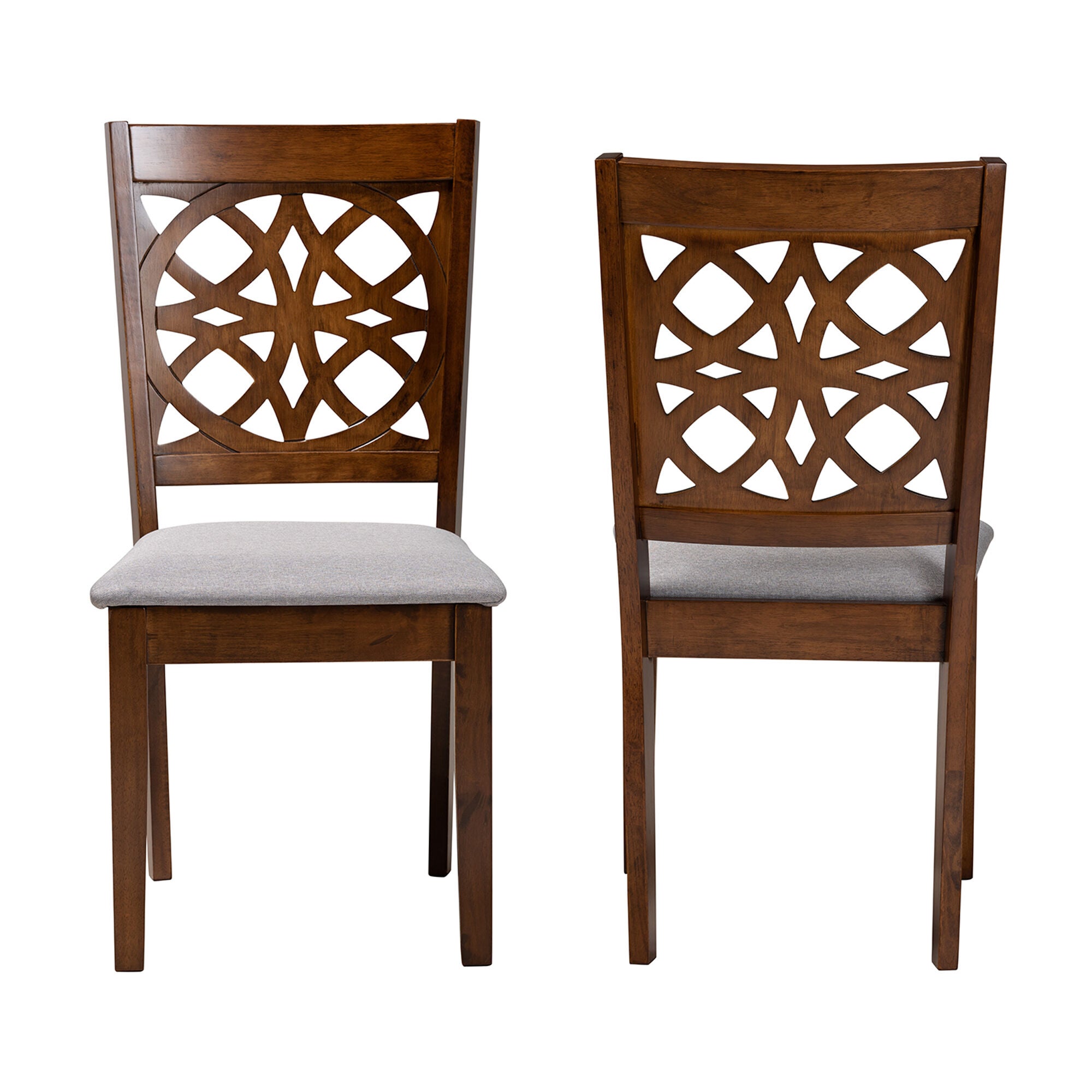 Abigail Modern Grey Fabric and Walnut Brown Finished Wood 2-Piece Dining Chair Set, GREY, alternate image number 3