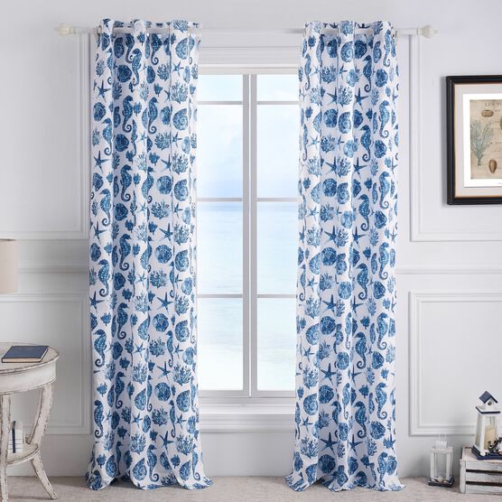 Pebble Beach Window Curtain Panel Pair, BLUE, hi-res image number null