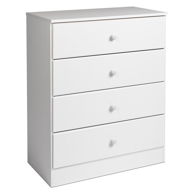 Astrid 4-Drawer Dresser with Acrylic Knobs, White, , on-hover image number null