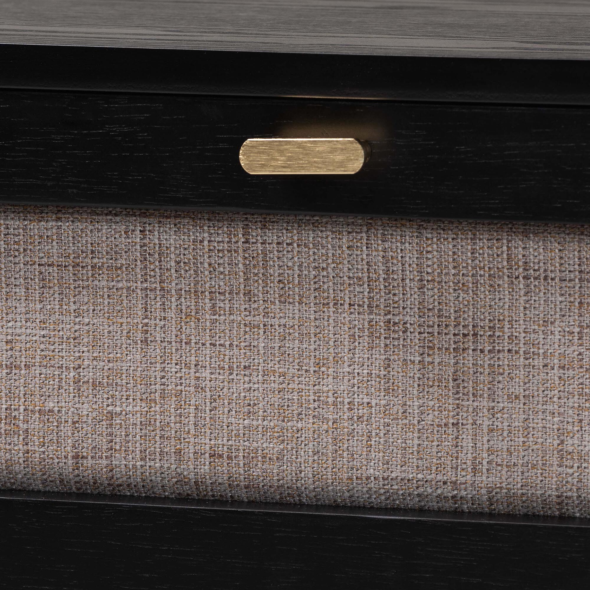 Shirin Mid-Century Beige Fabric and Black Wood 1-Drawer Nightstand, BLACK, alternate image number 5