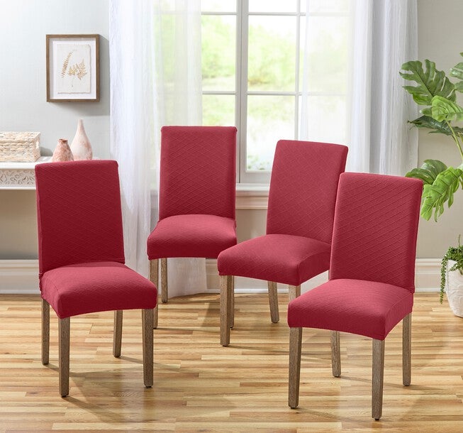 Parsons Dining Chair Covers, Set of 4, BURGUNDY, hi-res image number null