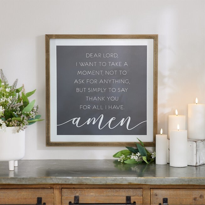 Wooden Thank You Prayer Plaque 19.75 inchesSQ, WHITE/BROWN, alternate image number null