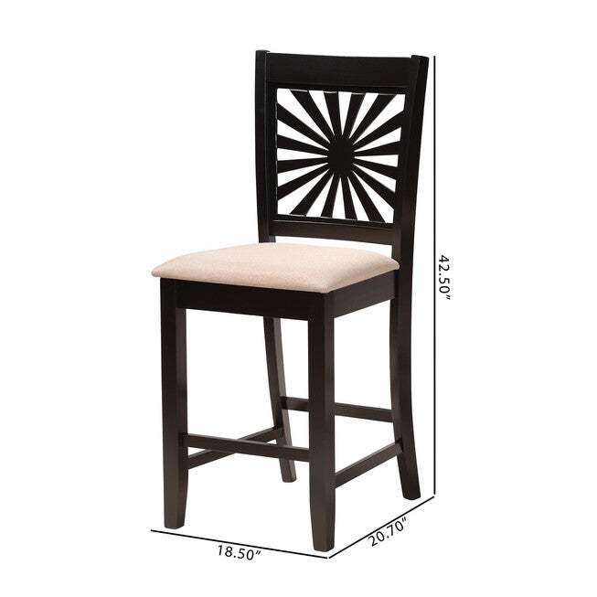 Olympia Modern Beige Fabric And Espresso Brown Finished Wood Counter Stool, , alternate image number null