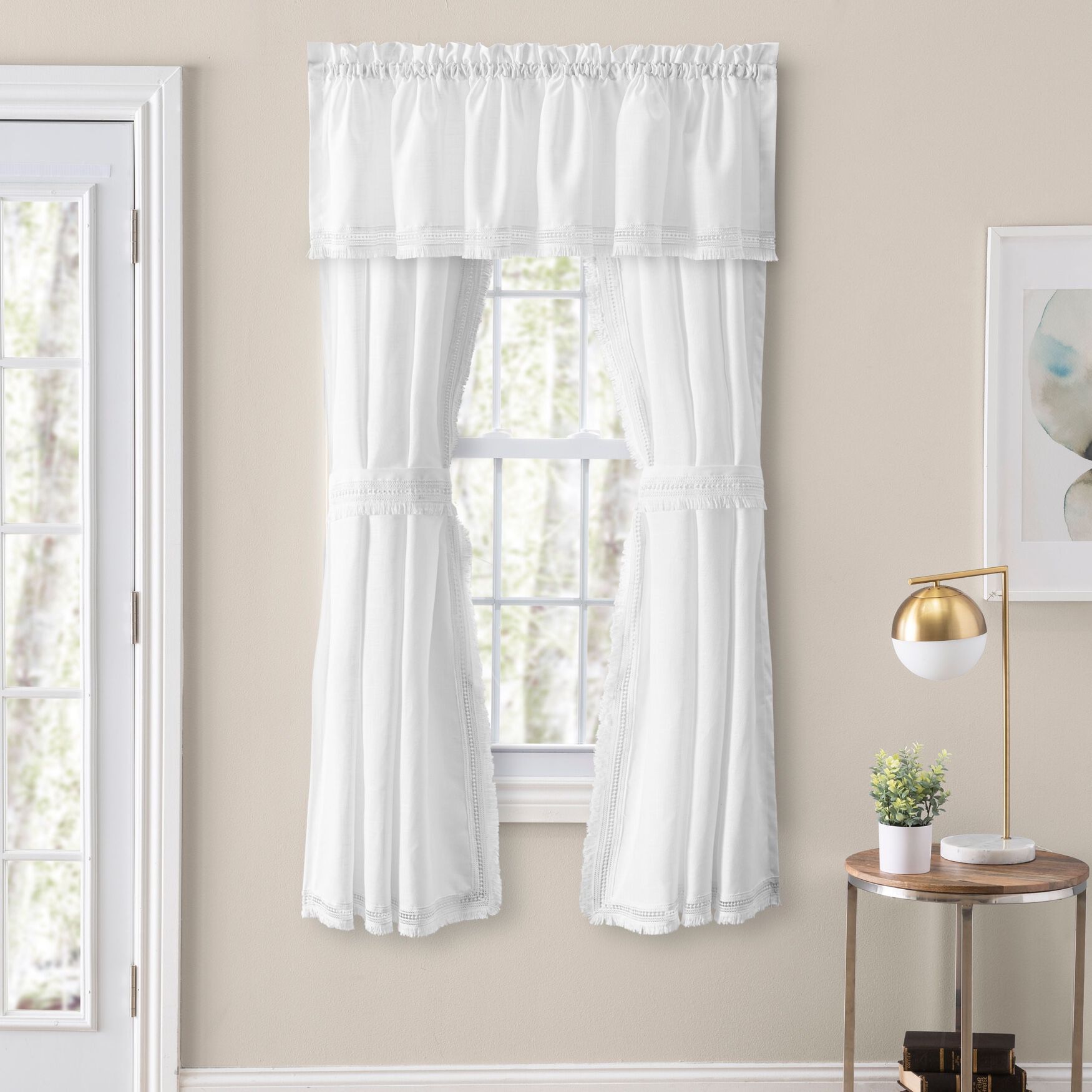 Brush Fringe Curtain Tailored Pair Tiebacks, , on-hover image number 1