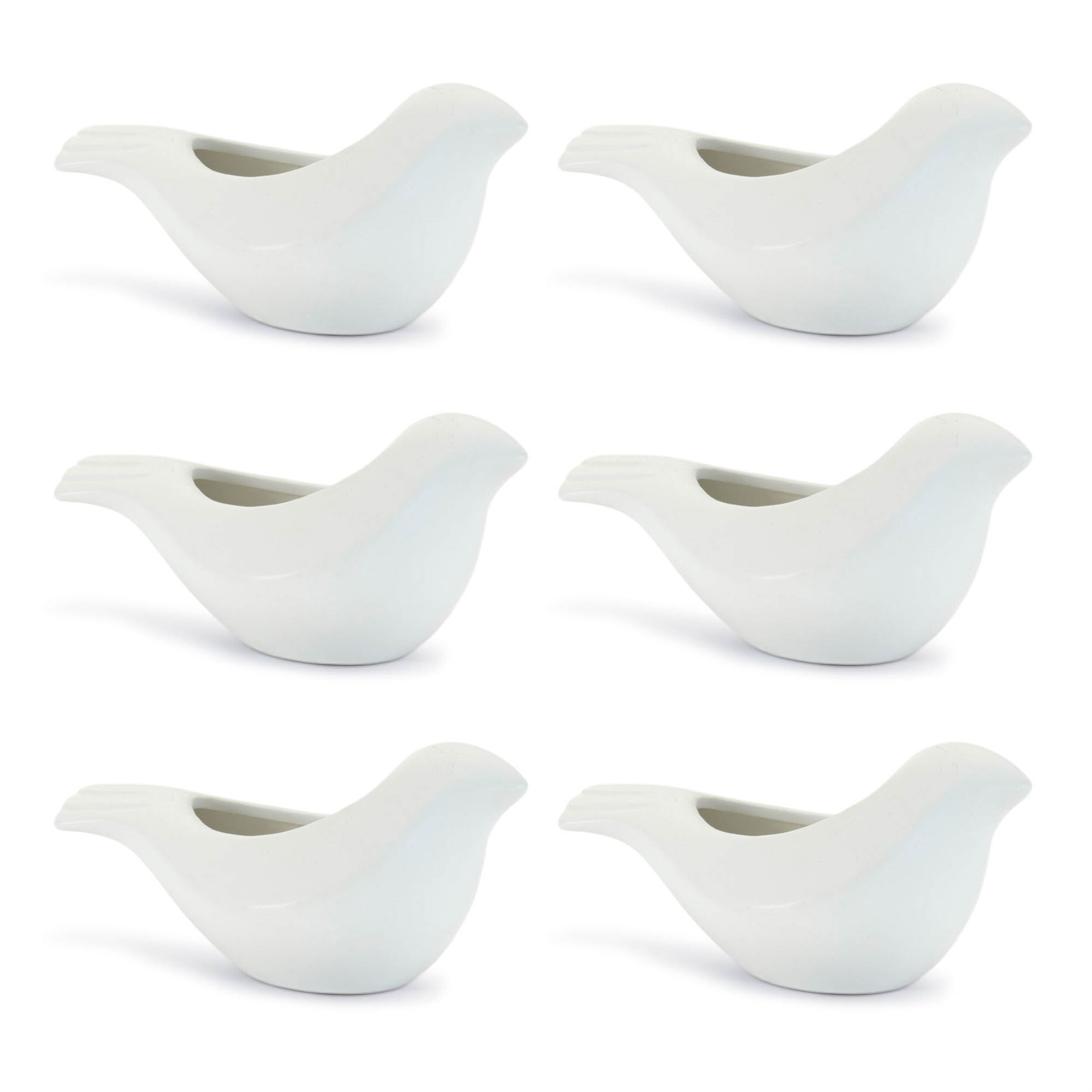 Ceramic Bird Planter Set of 6, WHITE, alternate image number 1