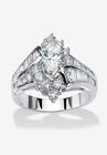 Platinum-Plated Marquise Engagement Ring Cubic Zirconia, SILVER, hi-res image number null