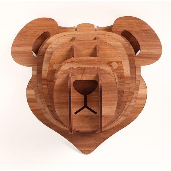 3D Faux Teddy Bear Head Sculpture, BROWN, hi-res image number null