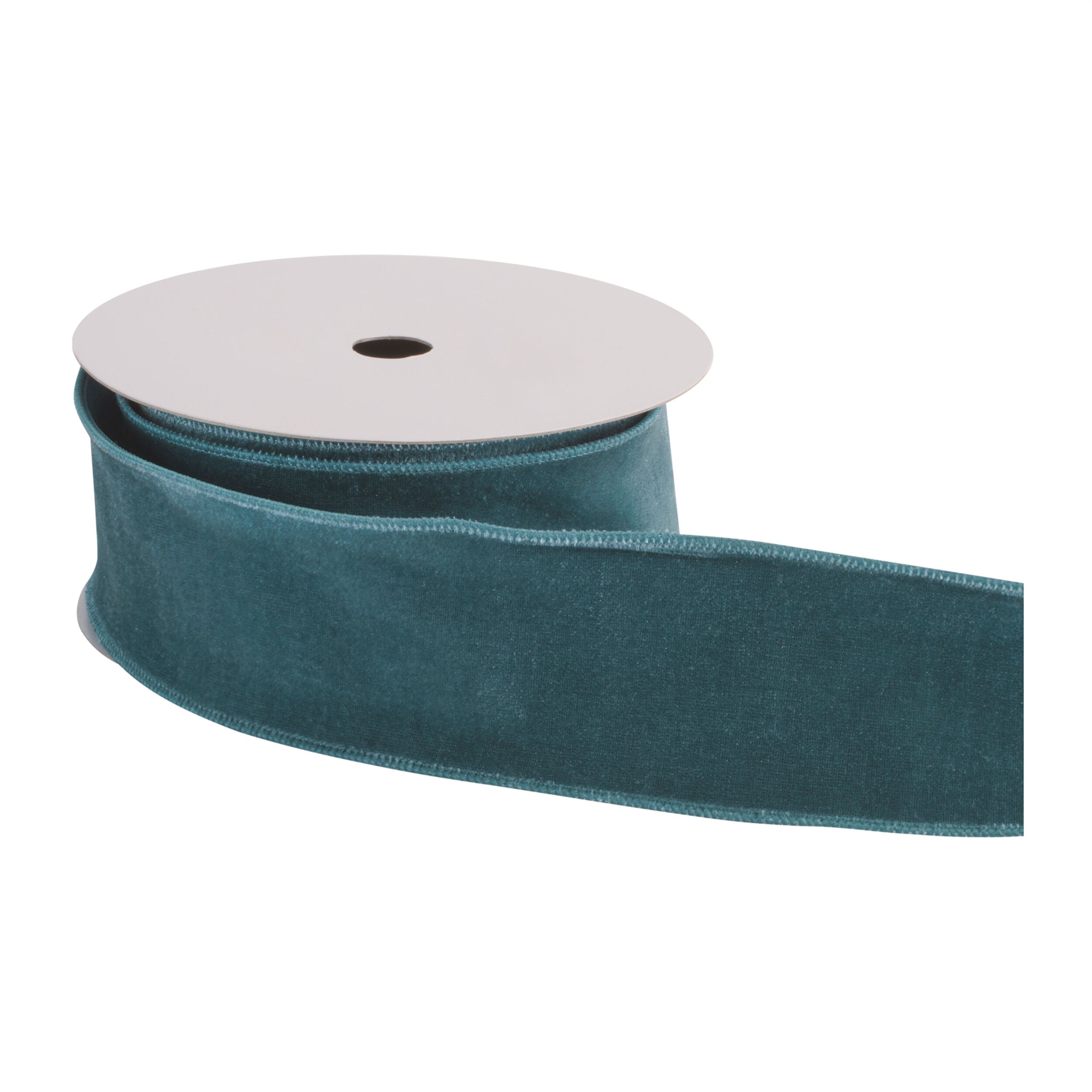 Solid Velvet Wired Polyester Ribbon 2.5 inches x 10 Yds., BLUE, alternate image number 1
