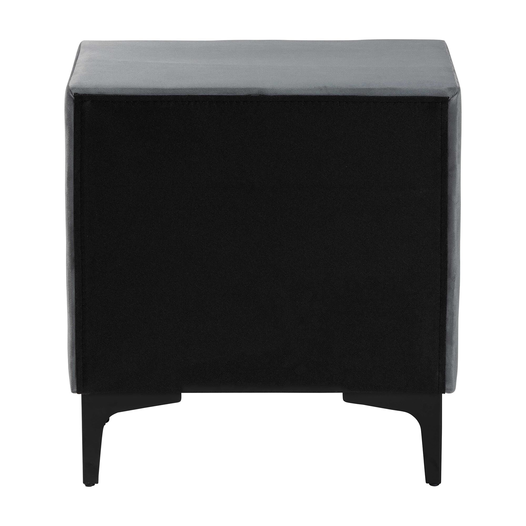 Etienne Modern Slate Grey Velvet 2-Drawer Nightstand, GREY, alternate image number 5