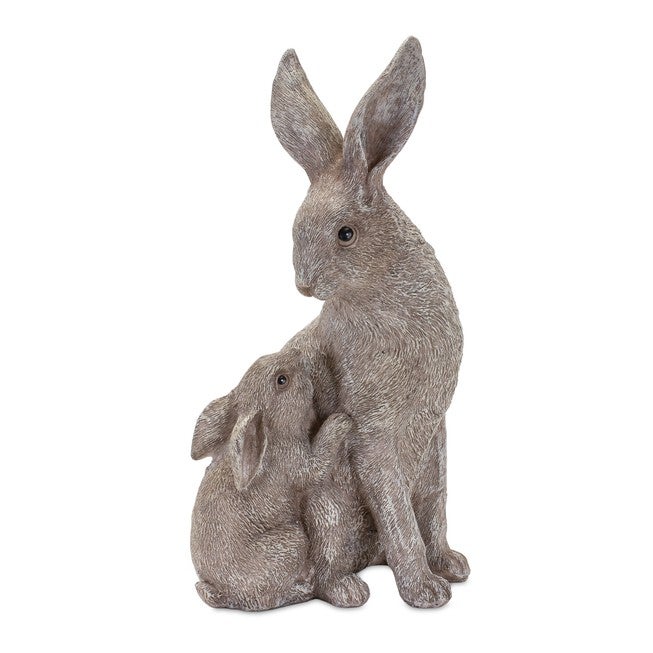 Rabbit with Bunny (Set of 2) 7 inchesH, 11 inchesH Resin, GREY, alternate image number null