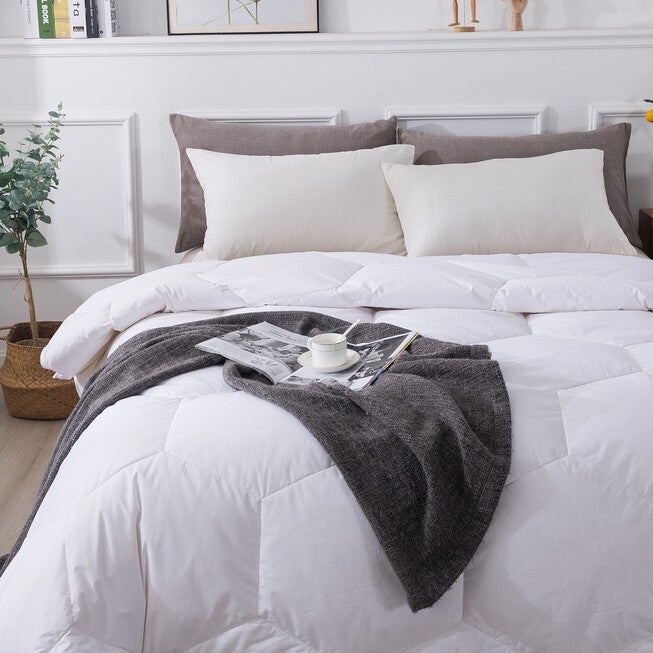 Honeycomb Stitch Down Alternative Comforter, White, , alternate image number 7