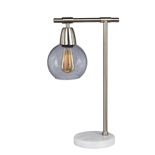 18 inches Brushed Steel Glass & Marble Table Lamp, , on-hover image number null