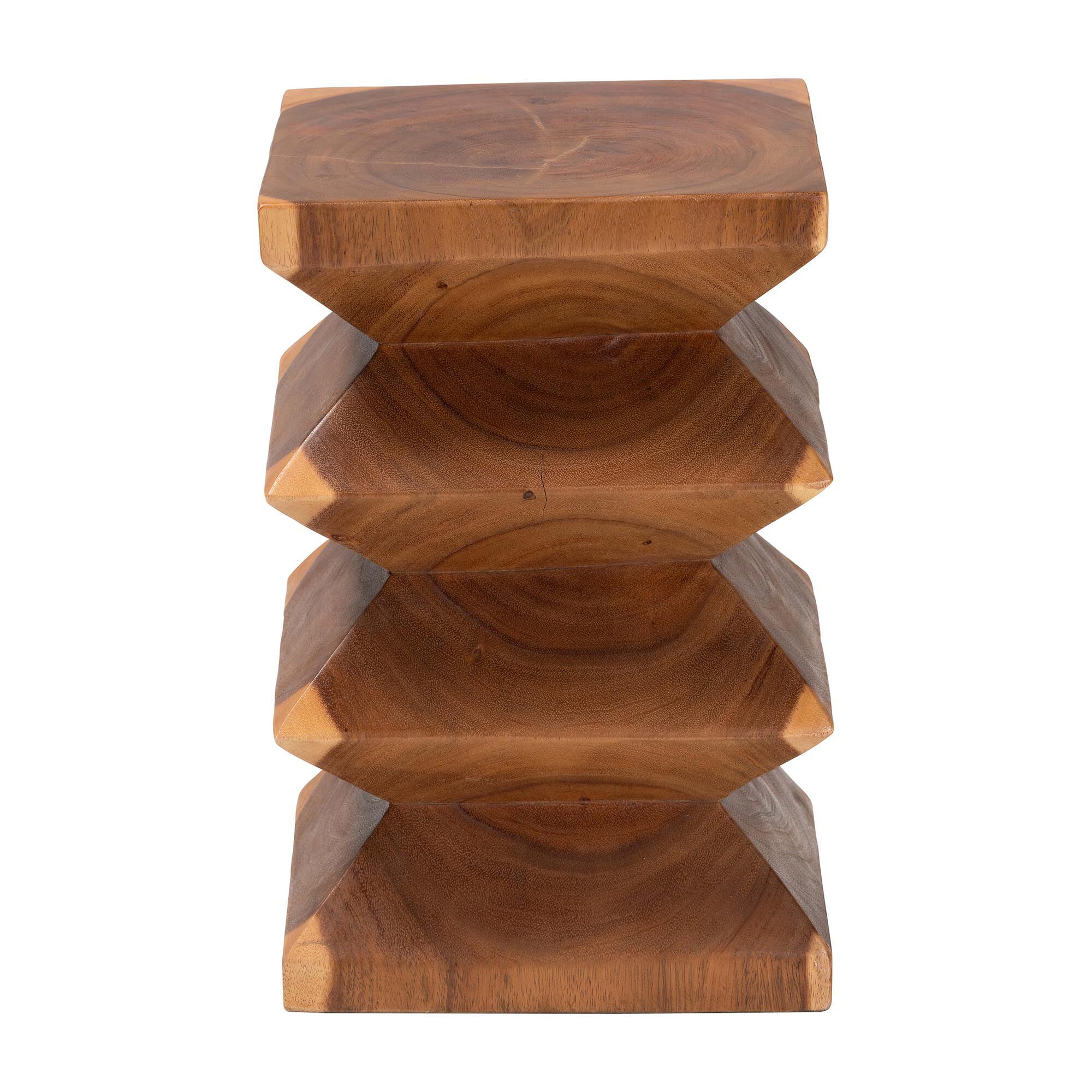 Malati Solid Suar Wood Side Table, BROWN, alternate image number 3