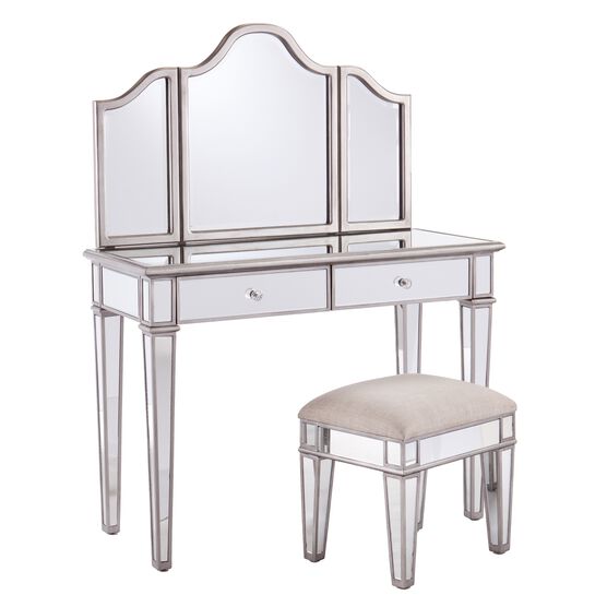 Kalla Mirrored Vanity Set Brylane Home, Mirrored Vanity Set