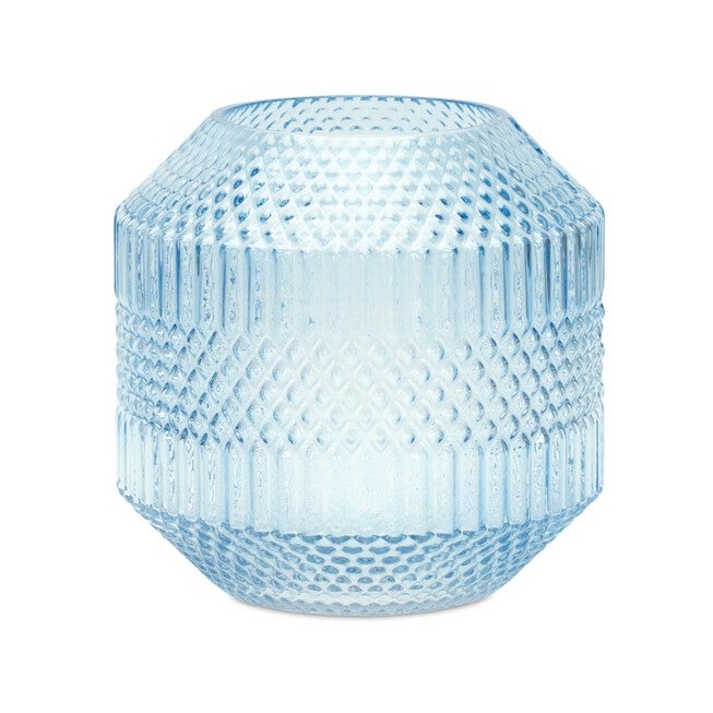 Vase 8 inchesD x 8 inchesH Glass, BLUE, hi-res image number 0