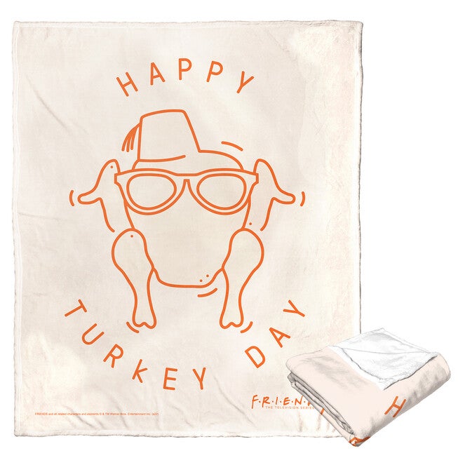 Wb Friends Happy Turkey Day Silk Touch Throw Blanket, O, hi-res image number null
