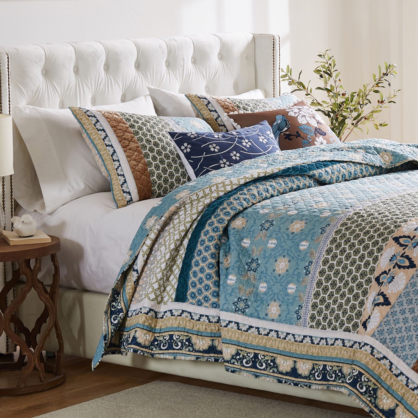 Thalia Bohemian Floral 100% Cotton Quilt Set, , alternate image number 9