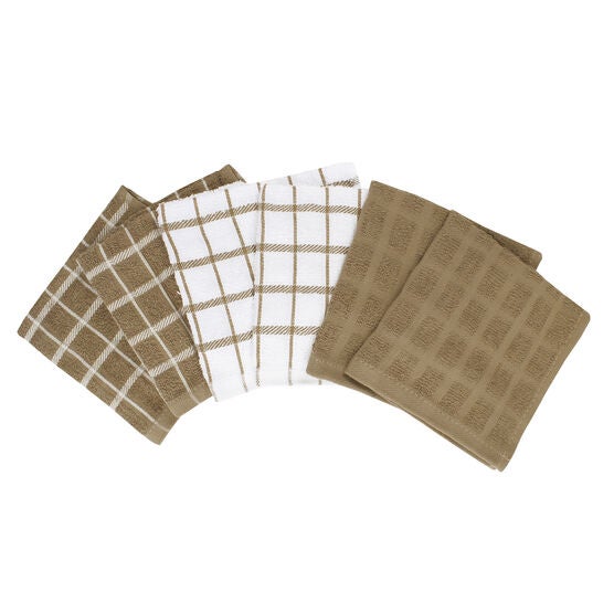 6Pk Terry Check Dish Cloth Dish Cloth, MOCHA, hi-res image number null